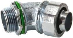 Cooper Crouse-Hinds - 3/4" Trade, Malleable Iron Threaded Angled Liquidtight Conduit Connector - Noninsulated - Exact Tool & Supply