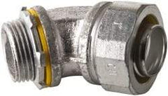 Cooper Crouse-Hinds - 1" Trade, Malleable Iron Threaded Angled Liquidtight Conduit Connector - Noninsulated - Exact Tool & Supply
