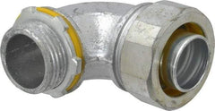 Cooper Crouse-Hinds - 1" Trade, Malleable Iron Threaded Angled Liquidtight Conduit Connector - Noninsulated - Exact Tool & Supply