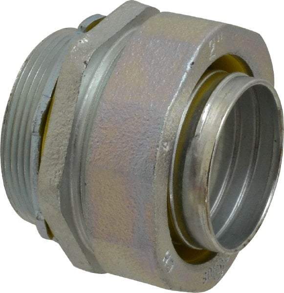 Cooper Crouse-Hinds - 2" Trade, Malleable Iron Threaded Straight Liquidtight Conduit Connector - Noninsulated - Exact Tool & Supply