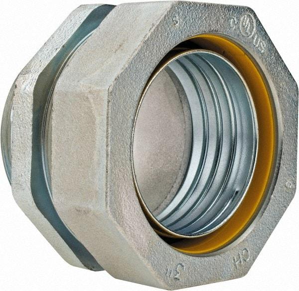 Cooper Crouse-Hinds - 3" Trade, Malleable Iron Threaded Straight Liquidtight Conduit Connector - Noninsulated - Exact Tool & Supply