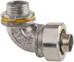 Cooper Crouse-Hinds - 1/2" Trade, Malleable Iron Threaded Angled Liquidtight Conduit Connector - Noninsulated - Exact Tool & Supply