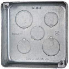 Cooper Crouse-Hinds - 1 Gang, (15) 1/2 & 3/4" Knockouts, Steel Square Outlet Box - 4" Overall Height x 4" Overall Width x 1-1/2" Overall Depth - Exact Tool & Supply