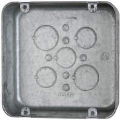 Cooper Crouse-Hinds - 1 Gang, (13) 1, 1/2 & 3/4" Knockouts, Steel Square Outlet Box - 4-11/16" Overall Height x 4-11/16" Overall Width x 2-1/8" Overall Depth - Exact Tool & Supply