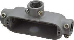 Cooper Crouse-Hinds - Form 5, T Body, 1/2" Trade, EMT, IMC, Rigid Aluminum Conduit Body - Rectangle, 4.82" OAL, 4.35 cc Capacity, Gray - Exact Tool & Supply