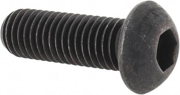 Value Collection - M12x1.75 Metric Coarse Hex Socket Drive, Button Screw - Grade 12.9 Alloy Steel, Black Oxide Finish, Fully Threaded, 35mm Length Under Head - Exact Tool & Supply