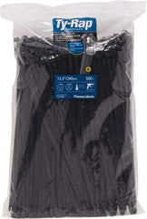 Thomas & Betts - 13.4" Long Black Nylon Standard Cable Tie - 120 Lb Tensile Strength, 1.65mm Thick, 4" Max Bundle Diam - Exact Tool & Supply