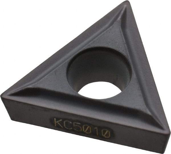 Kennametal - TCMT21.50.5 LF Grade KC5010 Carbide Turning Insert - TiAlN Finish, 60° Triangle, 1/4" Inscr Circle, 3/32" Thick, 0.008" Corner Radius - Exact Tool & Supply