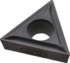 Kennametal - TCMT21.50.5 LF Grade KC5010 Carbide Turning Insert - TiAlN Finish, 60° Triangle, 1/4" Inscr Circle, 3/32" Thick, 0.008" Corner Radius - Exact Tool & Supply