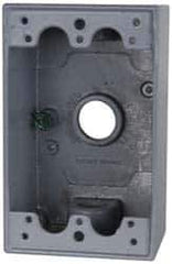 Cooper Crouse-Hinds - 1 Gang, (3) 1/2" Knockouts, Aluminum Rectangle Outlet Box - 4-9/16" Overall Height x 2-7/8" Overall Width x 2" Overall Depth, Weather Resistant - Exact Tool & Supply