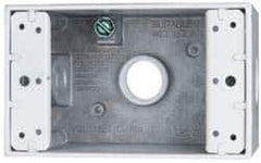 Cooper Crouse-Hinds - 1 Gang, (3) 1/2" Knockouts, Aluminum Rectangle Outlet Box - 4-9/16" Overall Height x 2-7/8" Overall Width x 2" Overall Depth, Weather Resistant - Exact Tool & Supply