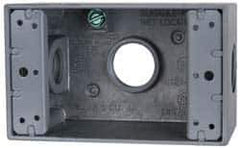 Cooper Crouse-Hinds - 1 Gang, (3) 3/4" Knockouts, Aluminum Rectangle Outlet Box - 4-9/16" Overall Height x 2-7/8" Overall Width x 2" Overall Depth, Weather Resistant - Exact Tool & Supply