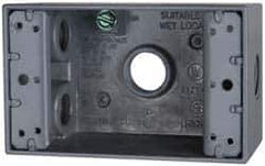 Cooper Crouse-Hinds - 1 Gang, (4) 1/2" Knockouts, Aluminum Rectangle Outlet Box - 4-9/16" Overall Height x 2-7/8" Overall Width x 2" Overall Depth, Weather Resistant - Exact Tool & Supply