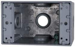 Cooper Crouse-Hinds - 1 Gang, (3) 1/2" Knockouts, Aluminum Rectangle Outlet Box - 4-1/4" Overall Height x 2-7/8" Overall Width x 2-21/32" Overall Depth, Weather Resistant - Exact Tool & Supply