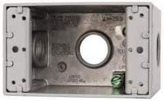 Cooper Crouse-Hinds - 1 Gang, (3) 3/4" Knockouts, Aluminum Rectangle Outlet Box - 4-1/4" Overall Height x 2-7/8" Overall Width x 2-21/32" Overall Depth, Weather Resistant - Exact Tool & Supply