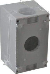 Cooper Crouse-Hinds - 1 Gang, (3) 1" Knockouts, Aluminum Rectangle Outlet Box - 4-1/4" Overall Height x 2-7/8" Overall Width x 2-21/32" Overall Depth, Weather Resistant - Exact Tool & Supply