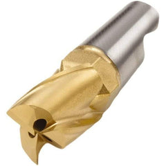 Seco - MM08 M03 Grade F40M Carbide Keyway Milling Tip Insert - TiAlN/TiN Finish, 3 Flutes, 0.307" Cutting Diam, 0.394" Depth of Cut, 0.512" Extension, 0.008" Cnr Rad - Exact Tool & Supply