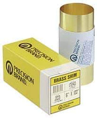 Made in USA - 100 Inch Long x 6 Inch Wide x 0.031 Inch Thick, Roll Shim Stock - Brass - Exact Tool & Supply