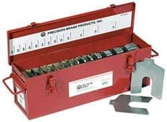 Precision Brand - 80 Piece, 5 Inch Long x 5 Inch Wide x 0.001 to 0.075 Inch Thick, Assortment Slotted Shim Stock - Stainless Steel, 0.001 to 0.075 Inch Thick, 1-5/8 Inch Wide Slot - Exact Tool & Supply