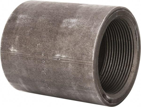 Made in USA - Size 2 x 1", Class 3,000, Forged Carbon Steel Black Pipe Reducing Coupling - 3,000 psi, Threaded End Connection - Exact Tool & Supply