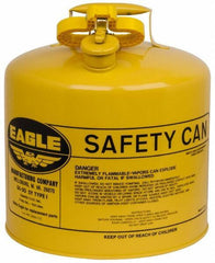 Eagle - 5 Gal Galvanized Steel Type I Safety Can - 13-1/2" High x 12-1/2" Diam, Yellow - Exact Tool & Supply