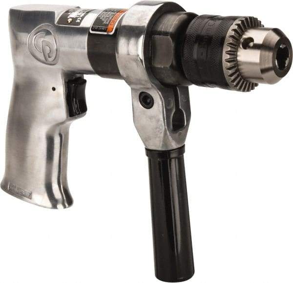 Chicago Pneumatic - 1/2" Keyed Chuck - Pistol Grip Handle, 500 RPM, 1.42 LPS, 3 CFM, 0.5 hp, 90 psi - Exact Tool & Supply