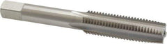Interstate - M12x1.50 Metric Fine, 3 Flute, Bright Finish, High Speed Steel Spiral Point Tap - Plug Chamfer, Right Hand Thread, 3-3/8" OAL, 1-21/32" Thread Length - Exact Tool & Supply