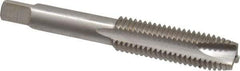 Interstate - M12x1.75 Metric Coarse, 3 Flute, Bright Finish, High Speed Steel Spiral Point Tap - Plug Chamfer, Right Hand Thread, 3-3/8" OAL, 1-21/32" Thread Length, 6H Class of Fit - Exact Tool & Supply