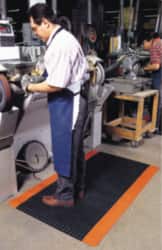 Anti-Fatigue Mat: 900″ Length, 24″ Wide, 1″ Thick, Vinyl, Beveled Edge, Heavy-Duty Diamond Plate, Black, Dry
