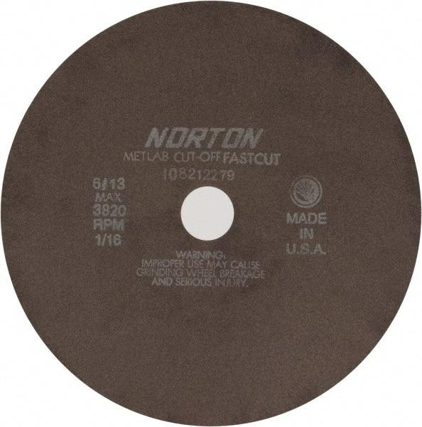 Norton - 10" 90 Grit Aluminum Oxide Cutoff Wheel - 1/16" Thick, 1-1/4" Arbor, 3,820 Max RPM, Use with Angle Grinders - Exact Tool & Supply
