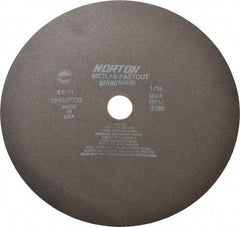 Norton - 12" 90 Grit Aluminum Oxide Cutoff Wheel - 1/16" Thick, 1-1/4" Arbor, 3,185 Max RPM, Use with Angle Grinders - Exact Tool & Supply