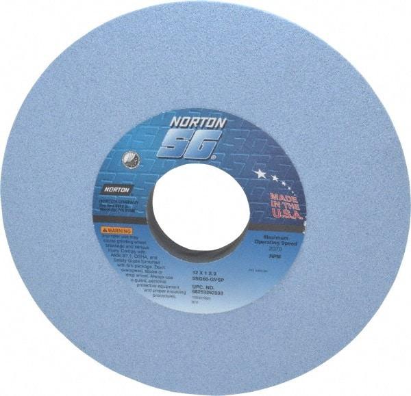 Norton - 12" Diam x 3" Hole x 1" Thick, G Hardness, 60 Grit Surface Grinding Wheel - Ceramic, Type 1, Medium Grade, 2,070 Max RPM, Vitrified Bond, No Recess - Exact Tool & Supply