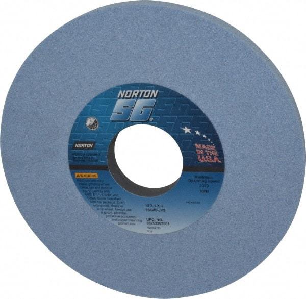 Norton - 12" Diam x 3" Hole x 1" Thick, J Hardness, 46 Grit Surface Grinding Wheel - Ceramic, Type 1, Coarse Grade, 2,070 Max RPM, Vitrified Bond, No Recess - Exact Tool & Supply