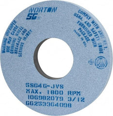 Norton - 14" Diam x 5" Hole x 1-1/2" Thick, J Hardness, 46 Grit Surface Grinding Wheel - Ceramic, Type 1, Coarse Grade, 1,800 Max RPM, Vitrified Bond, No Recess - Exact Tool & Supply