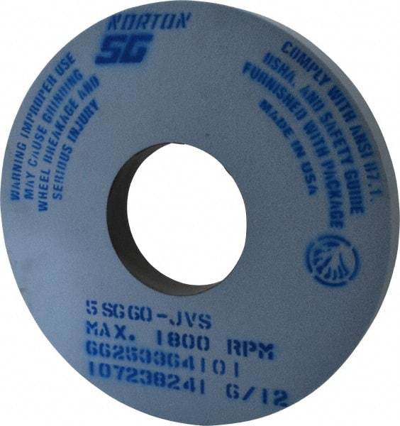 Norton - 14" Diam x 5" Hole x 1-1/2" Thick, J Hardness, 60 Grit Surface Grinding Wheel - Ceramic, Type 1, Medium Grade, 1,800 Max RPM, Vitrified Bond, No Recess - Exact Tool & Supply