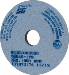 Norton - 14" Diam x 3" Hole x 1" Thick, I Hardness, 46 Grit Surface Grinding Wheel - Ceramic, Type 1, Coarse Grade, 1,800 Max RPM, Vitrified Bond, No Recess - Exact Tool & Supply