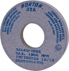 Norton - 14" Diam x 5" Hole x 1" Thick, I Hardness, 46 Grit Surface Grinding Wheel - Ceramic, Type 1, Coarse Grade, 1,800 Max RPM, Vitrified Bond, No Recess - Exact Tool & Supply