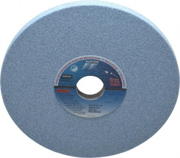 Norton - 8" Diam x 1-1/4" Hole x 1/2" Thick, J Hardness, 46 Grit Surface Grinding Wheel - Ceramic, Type 1, Coarse Grade, 3,600 Max RPM, Vitrified Bond, No Recess - Exact Tool & Supply