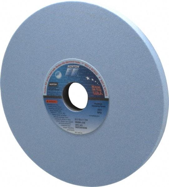 Norton - 8" Diam x 1-1/4" Hole x 1/2" Thick, J Hardness, 80 Grit Surface Grinding Wheel - Ceramic, Type 1, Medium Grade, 3,600 Max RPM, Vitrified Bond, No Recess - Exact Tool & Supply