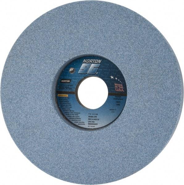 Norton - 7" Diam x 1-1/4" Hole x 1" Thick, J Hardness, 60 Grit Surface Grinding Wheel - Ceramic, Type 5, Medium Grade, 3,600 Max RPM, Vitrified Bond, One-Side Recess - Exact Tool & Supply