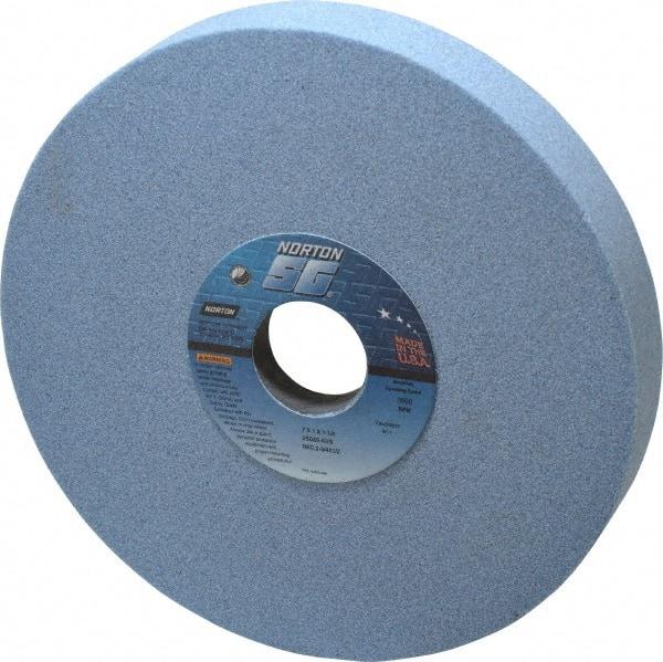 Norton - 7" Diam x 1-1/4" Hole x 1" Thick, K Hardness, 60 Grit Surface Grinding Wheel - Ceramic, Type 5, Medium Grade, 3,600 Max RPM, Vitrified Bond, One-Side Recess - Exact Tool & Supply