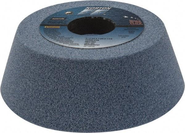 Norton - 5" Diam, 1-1/4" Hole Size, 1-3/4" Overall Thickness, 60 Grit, Type 11 Tool & Cutter Grinding Wheel - Medium Grade, Ceramic, K Hardness, Vitrified Bond, 4,585 RPM - Exact Tool & Supply