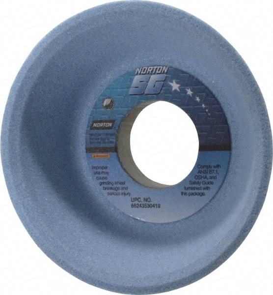 Norton - 4" Diam, 1-1/4" Hole Size, 1-1/2" Overall Thickness, 80 Grit, Type 11 Tool & Cutter Grinding Wheel - Medium Grade, Ceramic, J Hardness, Vitrified Bond, 5,730 RPM - Exact Tool & Supply
