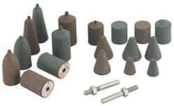 Cratex - 20 Piece Rubber Cone Test Abrasive Point Set - Includes 18 Cones & 2 Cone Mandrels - Exact Tool & Supply