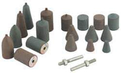 Cratex - 20 Piece Rubber Cone Test Abrasive Point Set - Includes 18 Cones & 2 Cone Mandrels - Exact Tool & Supply