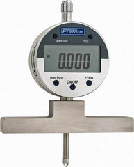 Fowler - 0" to 22" Alloy Steel Electronic Depth Gage - 0.0008" Accuracy, 0.01mm Resolution, 4" Base Length - Exact Tool & Supply