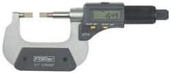 Fowler - 3" to 4" Mechanical Blade Micrometer - 0.0002" Accuracy, 0.001mm Graduation, 0.03" Blade Thickness, Friction Thimble, Digital Counter - Exact Tool & Supply