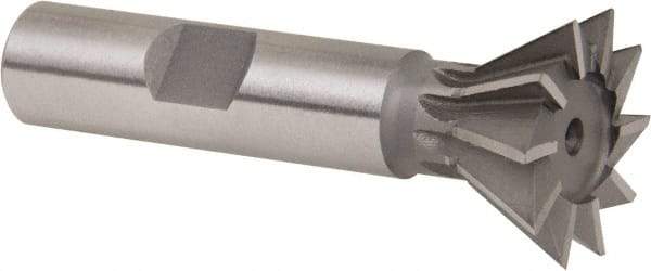 Whitney Tool Co. - 1" Diam x 7/16" Width of Cut, 60° Included Angle, Cobalt Dovetail Cutter - 1/2" Shank Diam, 2-1/2" Overall Length, Weldon Flat, Uncoated - Exact Tool & Supply