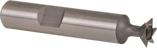 Whitney Tool Co. - 3/8" Diam x 1/8" Width of Cut, 45° Included Angle, High Speed Steel Dovetail Cutter - 3/8" Shank Diam, 1-15/16" Shank Length, 2-1/8" Overall Length, Weldon Flat, Uncoated - Exact Tool & Supply