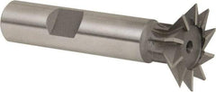 Whitney Tool Co. - 1" Diam x 1/4" Width of Cut, 45° Included Angle, High Speed Steel Dovetail Cutter - 1/2" Shank Diam, 2-1/2" Shank Length, 2-1/2" Overall Length, Weldon Flat, Uncoated - Exact Tool & Supply